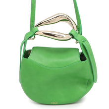 将图像加载到图库查看器中，Chloe ★Kiss Shoulder Bag Green Leather Size Small
