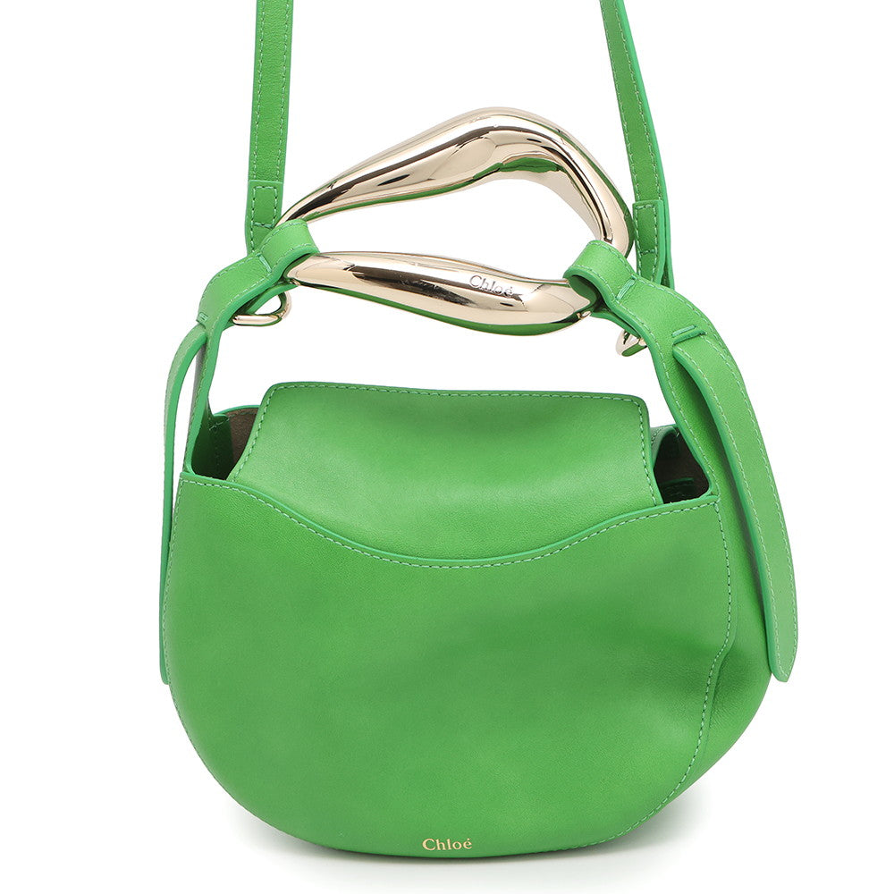 Chloe ★Kiss Shoulder Bag Green Leather Size Small