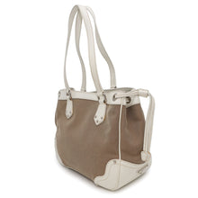 Load image into Gallery viewer, PRADA ★Logo jacquard handbag Beige/WhiteBR3417 Canvas Leather
