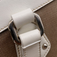 将图像加载到图库查看器中，PRADA Logo jacquard handbag Beige/WhiteBR3417 Canvas Leather
