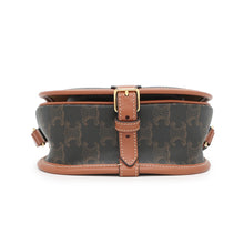 将图像加载到图库查看器中，CELINE Triomphe Folco Shoulder Bag Tan191502 PVC Leather Size Medium
