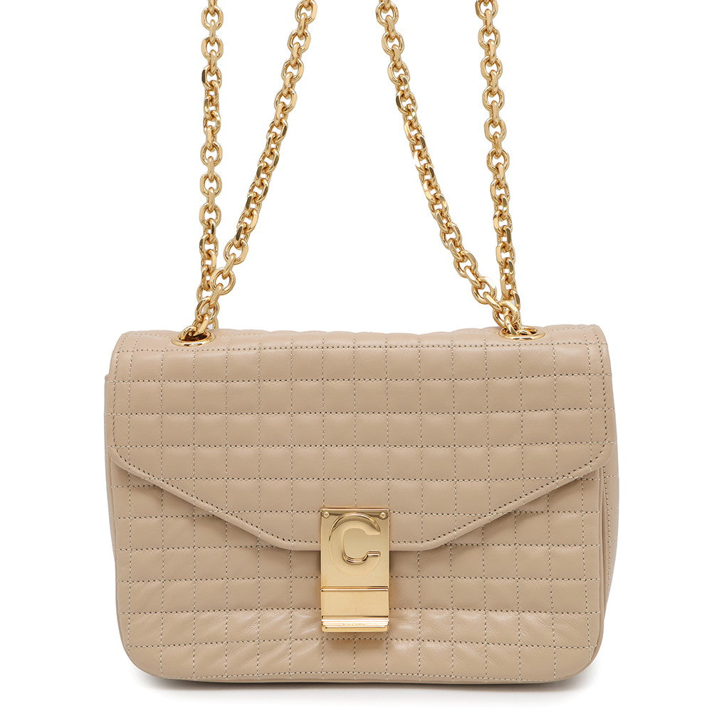 CELINE SmallCShoulder Bag Beige188403BFC Leather