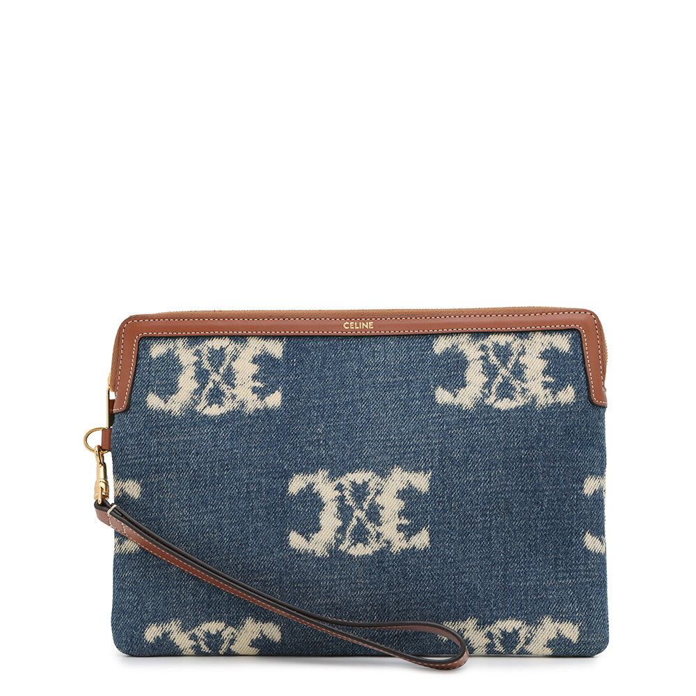 CELINE With StrapSmallPouch Blue/Brown10J502 Denim