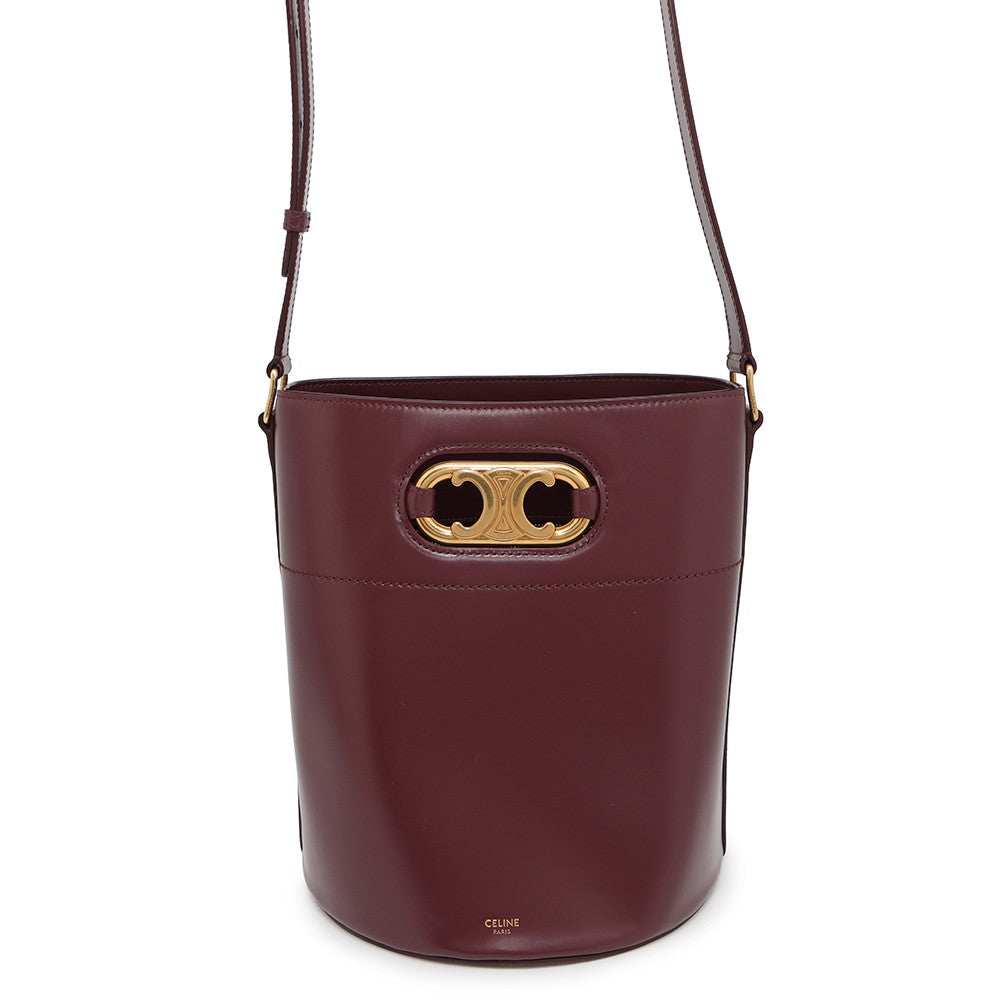 CELINE Mayon Triomphe Bucket Bag Shoulder Bag Bordeaux193043 Leather