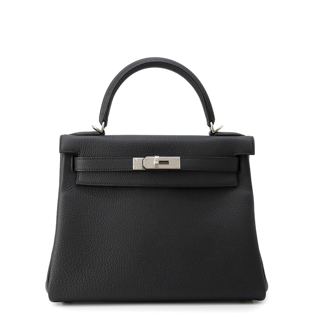 HERMES Kelly Retourne Black Togo Leather Size 28