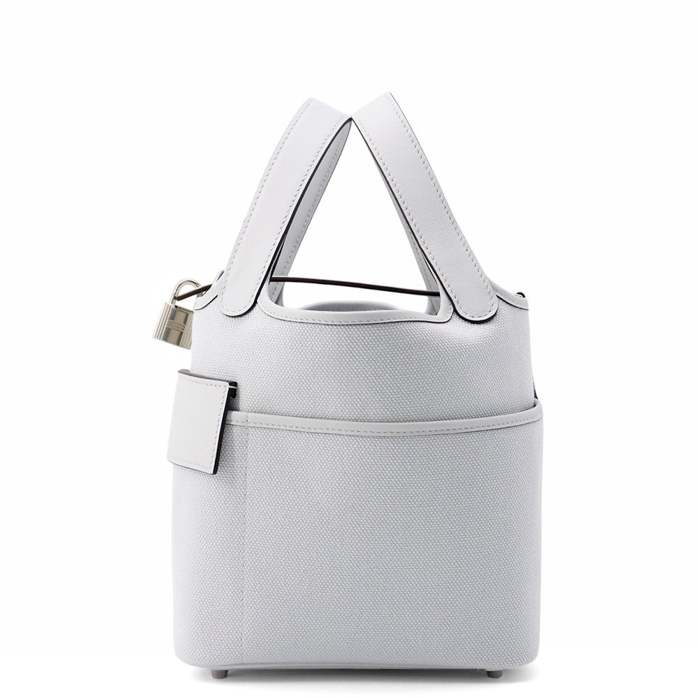 HERMES Picotin Lock Cargo Gri Platinum Towar Goeran Swift Leather Size PM
