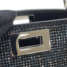 Load image into Gallery viewer, FENDI Peekaboo CrystalFF Handbag 2WAY Black8BN335 suede Size Petit
