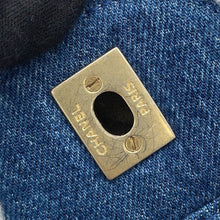 Load image into Gallery viewer, CHANEL Egyptian Line Single Flap Double Chain Shoulder Bag Blue Denim Mouton
