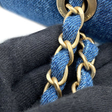 Load image into Gallery viewer, CHANEL Egyptian Line Single Flap Double Chain Shoulder Bag Blue Denim Mouton
