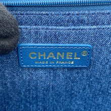 Load image into Gallery viewer, CHANEL Egyptian Line Single Flap Double Chain Shoulder Bag Blue Denim Mouton
