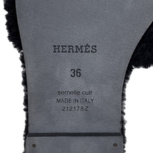 Load image into Gallery viewer, HERMES Oran Sandals Black Mouton Leather Size 36
