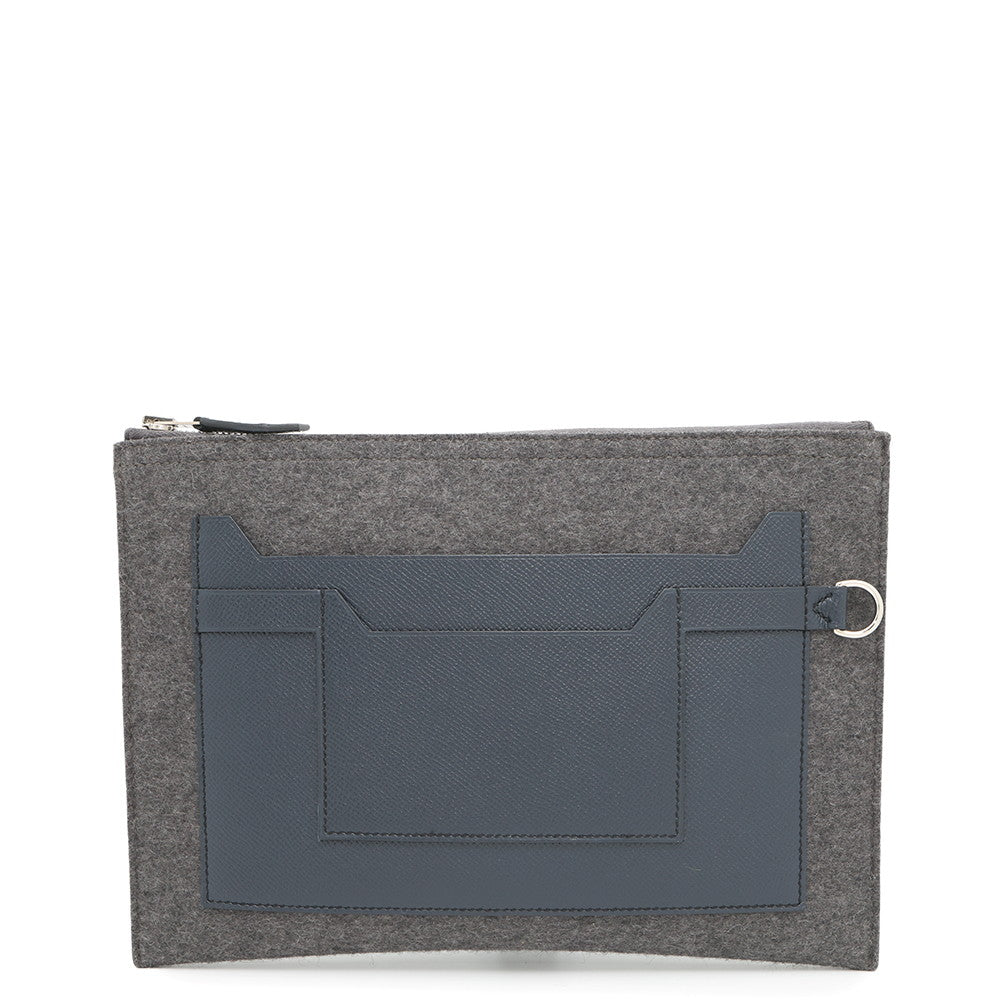 HERMES Toudou Gray/Navy Felt Epsom Size 29