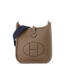 Load image into Gallery viewer, HERMES Evelyne Long Etoupe/Blue Nuit Taurillon Clemence Size TPM
