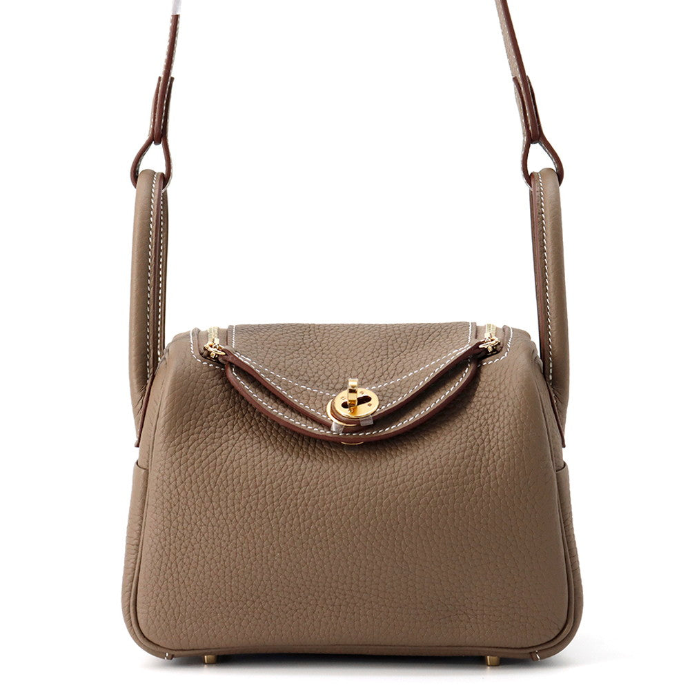 HERMES Lindy Etoupe Taurillon Clemence Size Mini
