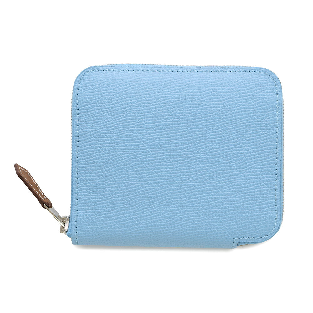 HERMES Azap compact silk in Celeste Epsom/Silk