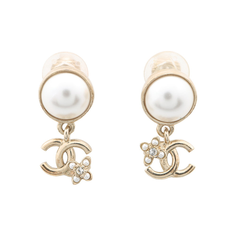 CHANEL Earring CC Logo PearlABC105 Metal Faux Pearl