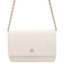 Load image into Gallery viewer, CHANEL Camellia Chain Wallet Camellia Parts Chain WhiteA47421 Caviar Leather
