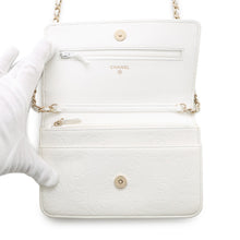 Load image into Gallery viewer, CHANEL Camellia Chain Wallet Camellia Parts Chain WhiteA47421 Caviar Leather
