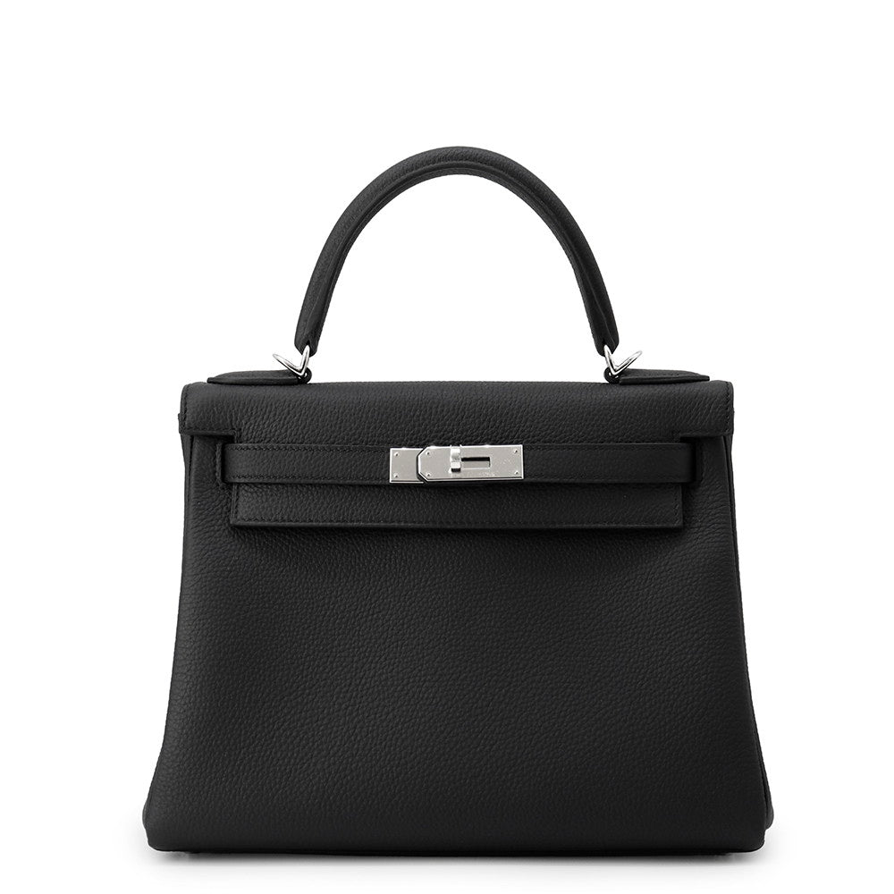 HERMES Kelly Retourne Black Togo Leather Size 28