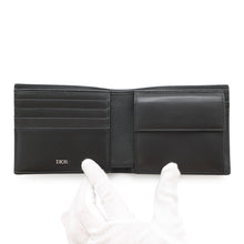 Load image into Gallery viewer, Dior Embroidered Logo Bifold Wallet Black Leather
