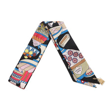 Load image into Gallery viewer, HERMES Twilly Patisserie Francaise La Patisserie Francaise charm Black/Blanc/Blue Silk100%
