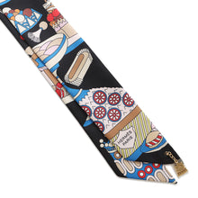 Load image into Gallery viewer, HERMES Twilly Patisserie Francaise La Patisserie Francaise charm Black/Blanc/Blue Silk100%
