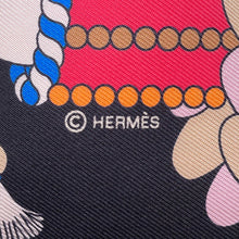 Load image into Gallery viewer, HERMES Twilly Patisserie Francaise La Patisserie Francaise charm Black/Blanc/Blue Silk100%
