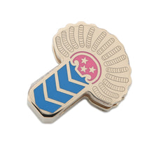 将图像加载到图库查看器中，HERMES TwillyRing Epaulette Blue/Pink Metal
