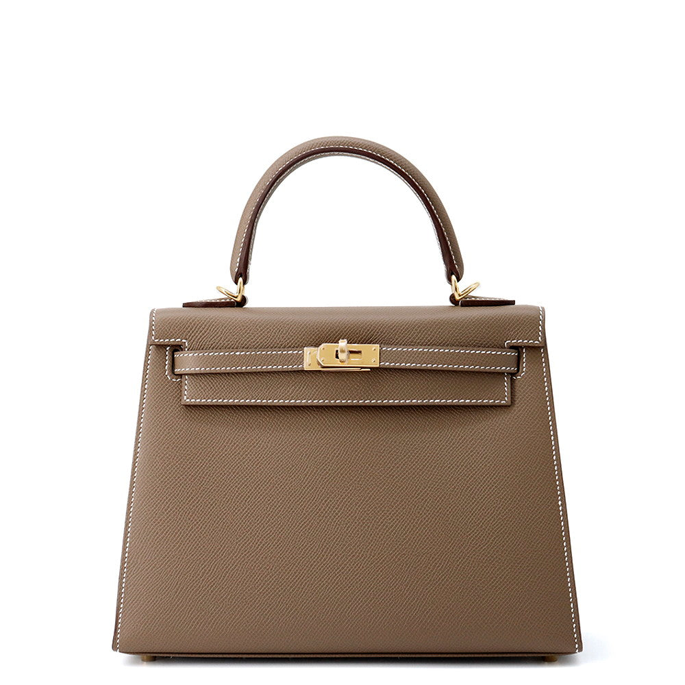 HERMES Kelly Sellier Etoupe Epsom Size 25