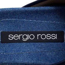 Load image into Gallery viewer, Sergio Rossi sr TWENTY BUCKLE Flat Sandals BlueB10390 Denim Crystal Size 37
