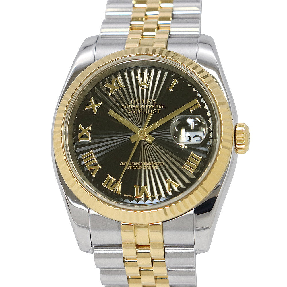 ROLEX Datejust W36mm Stainless Steel K18YG Black Dial116233