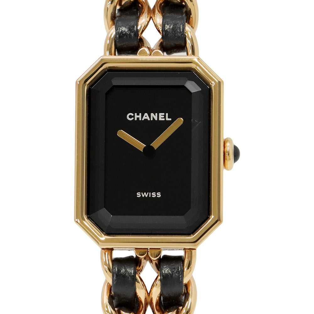CHANEL Premiere Edition Original XL H26.1mmxW20mm Gold Plated Leather Black DialH6951