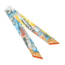 Load image into Gallery viewer, HERMES Twilly DANSE PACIFIQUE Dance Pacific Jaune/Orange/Multicolor Silk100%
