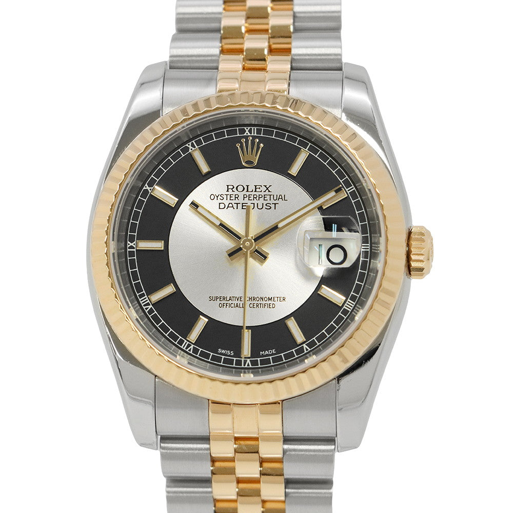 ROLEX Datejust W36mm Stainless Steel K18YG Black/Silver Dial116233
