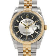 将图像加载到图库查看器中，ROLEX Datejust W36mm Stainless Steel K18YG Black/Silver Dial116233
