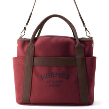 Load image into Gallery viewer, HERMES Sucked Pansage Groom Rouge H/Chocolat Canvas toile chevron
