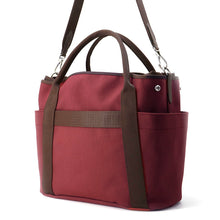 Load image into Gallery viewer, HERMES Sucked Pansage Groom Rouge H/Chocolat Canvas toile chevron
