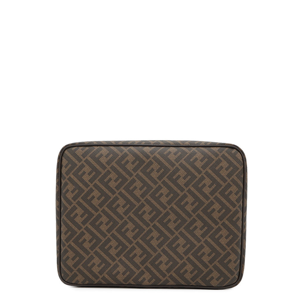 FENDI Zucca Travel Pouch Brown7N0128 PVC Coated Canvas Size Large