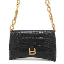 Load image into Gallery viewer, BALENCIAGA Downtown ChainShoulder Bag Black689121 Croco embossed leather Size XS
