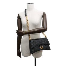 Load image into Gallery viewer, BALENCIAGA Downtown ChainShoulder Bag Black689121 Croco embossed leather Size XS
