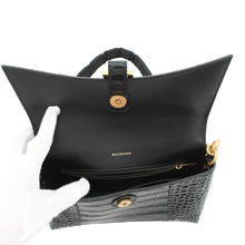Load image into Gallery viewer, BALENCIAGA Downtown ChainShoulder Bag Black689121 Croco embossed leather Size XS
