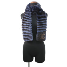 将图像加载到图库查看器中，CHANEL Orirag Scarf Navy/Brown Orirag 70% Cashmere30%
