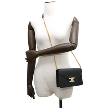 将图像加载到图库查看器中，CELINE Chain Wallet Triomphe Margo Black10L033 Shiny Calf Leather
