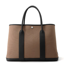 Load image into Gallery viewer, HERMES Garden Party Etoupe/Black Toile Officier Negonda Leather Size PM
