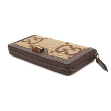 将图像加载到图库查看器中，GUCCI Jumbo GG Bamboo Zip Around Wallet Beige/Brown658634 Canvas/Leather
