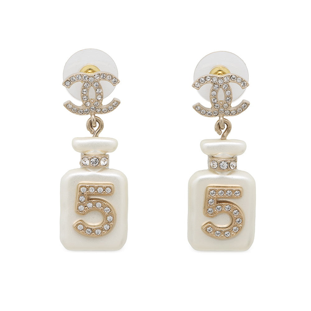 CHANEL No.5/PerfumeBottleAB8469 Metal Faux Pearl Rhinestone