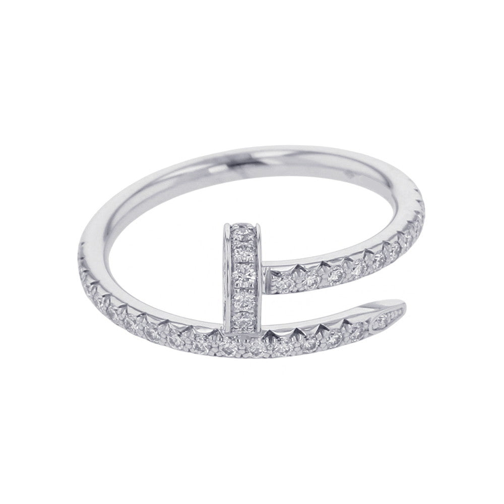 CARTIER Juste Un Clou Ring Semi-pave Size 47/#7 SmallB4231647/B4231600 18K White Gold