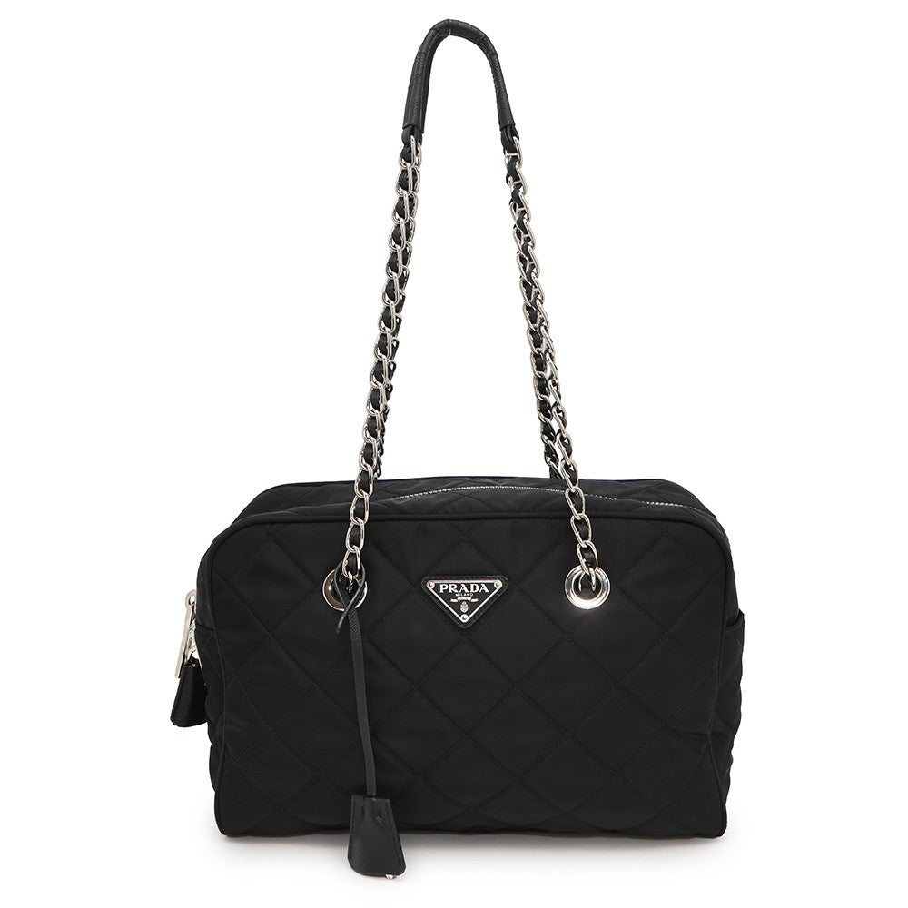 PRADA Quilted ChainTote Bag Black1BB903 Nylon