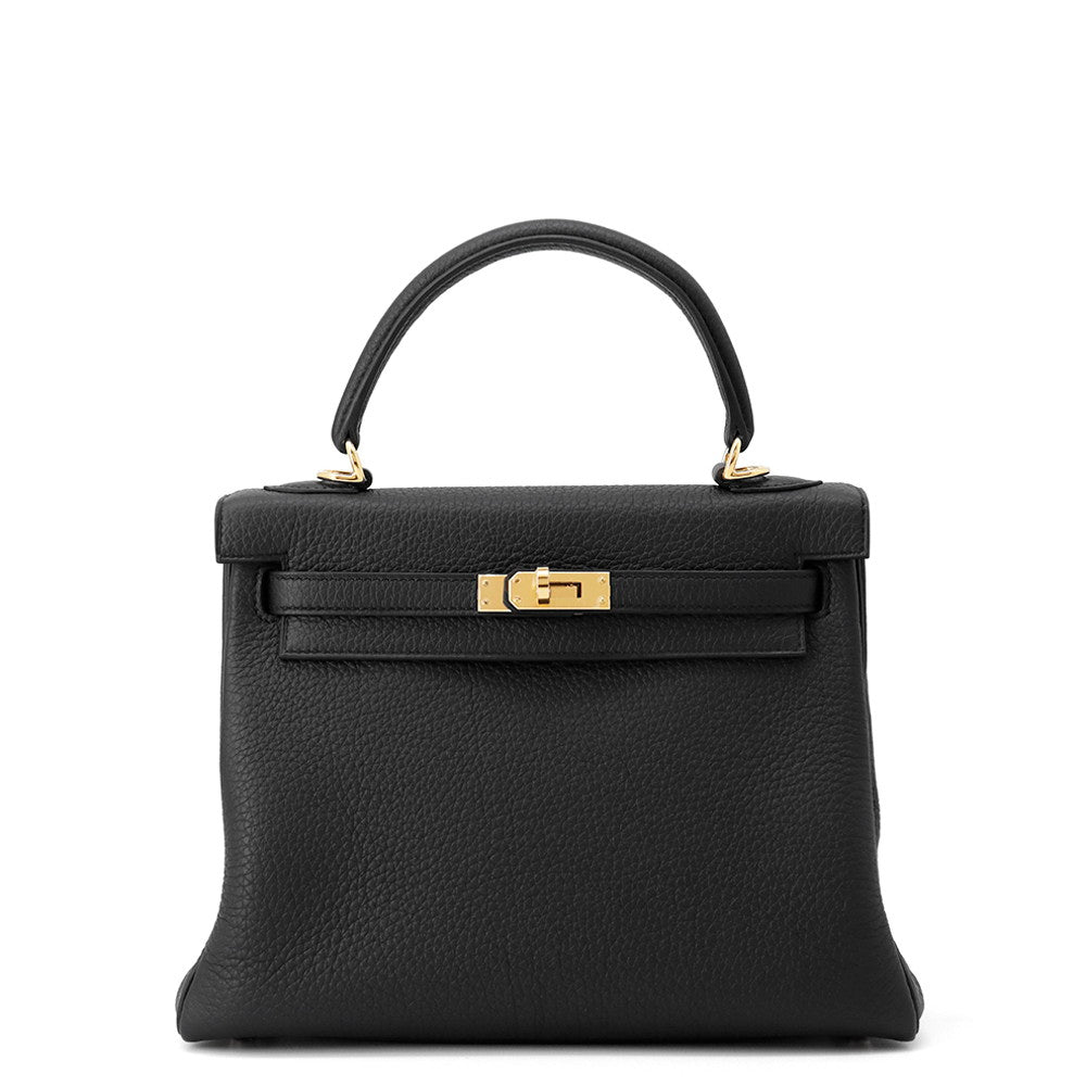 HERMES Kelly Black Togo Leather Size 25