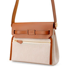 Load image into Gallery viewer, HERMES Herbag zip Fauve Toile Military Vache Hunter Leather Size Mini

